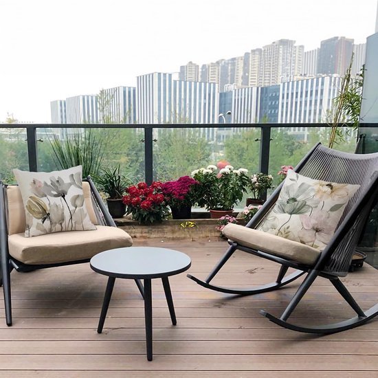 Unyqoos ® Set van 4 Decoratieve Kussenhoezen met Bloemenpatroon, 40 x 40 cm, Geschikt voor Binnen en Buiten