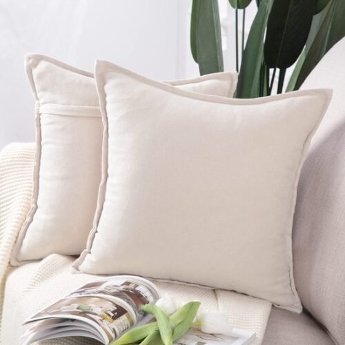 550x550-37935.jpg Unyqoos® Set van 2 Luxe Zachte Chenille Sierkussenhoezen voor Bank of Slaapkamer, Crèmewit, 45x45 cm