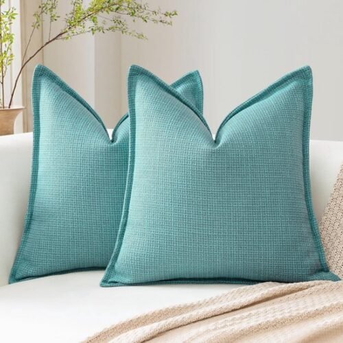 550x550-37959.jpg Unyqoos® Set van 2 Luxe Linnen Kussenslopen voor Sierkussens in Turquoise, 50 x 50 cm