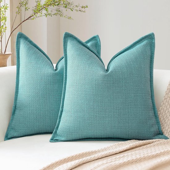550x550-37959.jpg Unyqoos® Set van 2 Luxe Linnen Kussenslopen voor Sierkussens in Turquoise, 50 x 50 cm