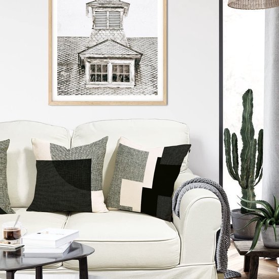 Unyqoos ® Kleurrijke Geometrische Linnen Kussenhoezen Set van 4 voor Binnen en Buiten 40 x 40 cm