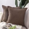 Unyqoos® Set van 2 Luxe Zachte Chenille Sierkussenhoezen voor Bank en Slaapkamer, Donkerbruin, 45 x 45 cm