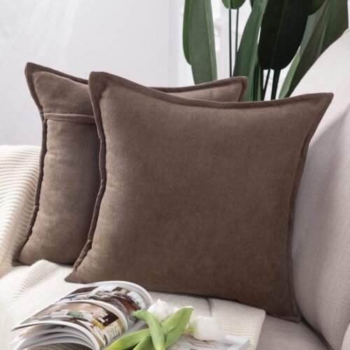 550x550-38014.jpg Unyqoos® Set van 2 Luxe Zachte Chenille Sierkussenhoezen voor Bank en Slaapkamer, Donkerbruin, 45 x 45 cm