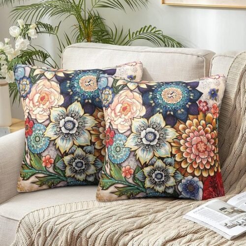 550x550-38021.jpg Unyqoos® Exclusieve Set van 2 Decoratieve Boho Kussenslopen met Mandala Bloemenpatroon voor Huisdecoratie