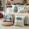 550x550-38049.jpg Unyqoos® Set van 4 decoratieve kerstkussenhoezen met sneeuwpop motief voor woonkamer en slaapkamer