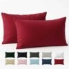Unyqoos® Set van twee bordeauxrode kussenslopen 40x70 cm in ademend katoen