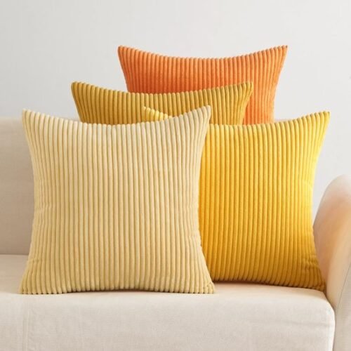 Unyqoos® Set van 4 Luxe Ribfluwelen Sierkussenslopen voor Bank en Thuisdecoratie, 40 x 40 cm, Oranje