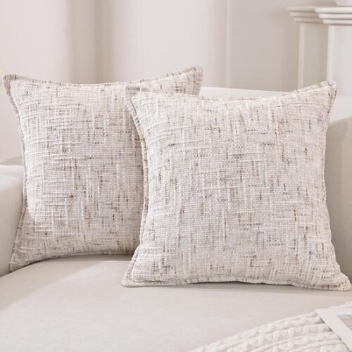 Unyqoos® Set van 2 Luxe Chenille Kussenhoezen met Uniek Ontwerp en Verborgen Rits