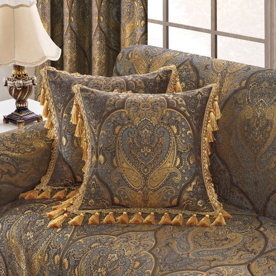 550x550-38162.jpg Unyqoos® Jacquard Kussensloop met Ritssluiting in Grijs en Goud voor Elegante Decoratie