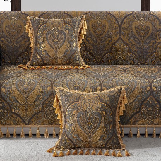 550x550-38163.jpg Unyqoos® Jacquard Kussensloop met Ritssluiting in Grijs en Goud voor Elegante Decoratie