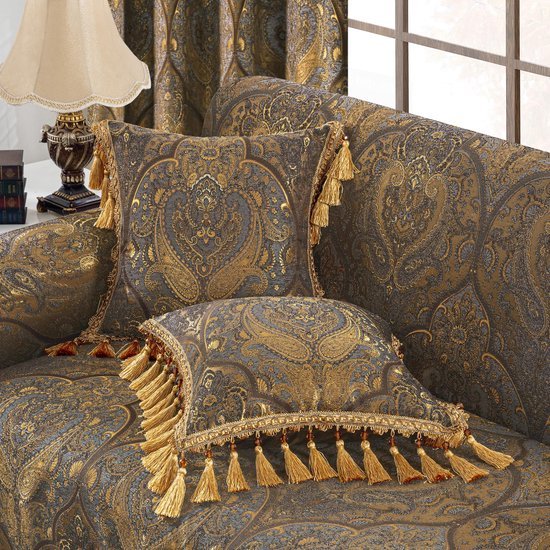 550x550-38164.jpg Unyqoos® Jacquard Kussensloop met Ritssluiting in Grijs en Goud voor Elegante Decoratie