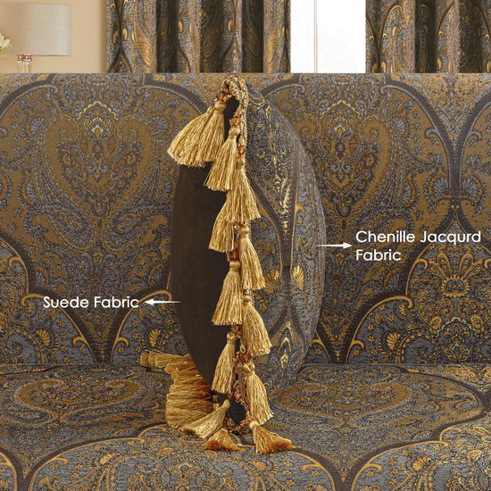 550x550-38167.jpg Unyqoos® Jacquard Kussensloop met Ritssluiting in Grijs en Goud voor Elegante Decoratie