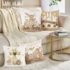 Unyqoos ® Set van 4 Decoratieve Kussenhoezen met Lente Thema en Haasmotief voor Woondecoratie