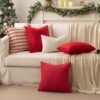Unyqoos® Set van 2 Luxe Fluwelen Kussenhoezen voor Woonkamer en Slaapkamer, 40 x 40 cm, Crèmewit