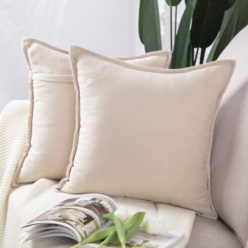 Unyqoos® Set van 2 Luxe Chenille Sierkussenhoezen in Zacht Beige voor Bank en Slaapkamer