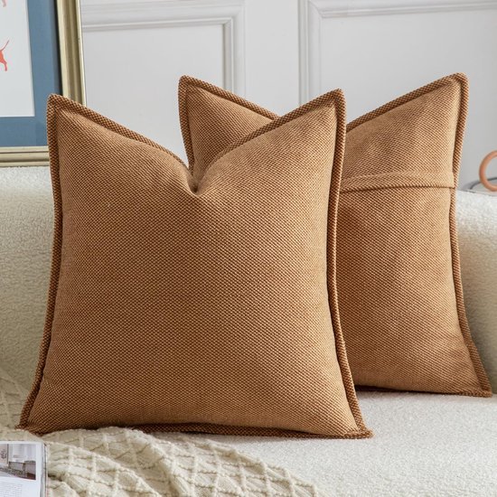 Unyqoos® Set van twee zachte chenille kussenhoezen voor modern interieurdecor