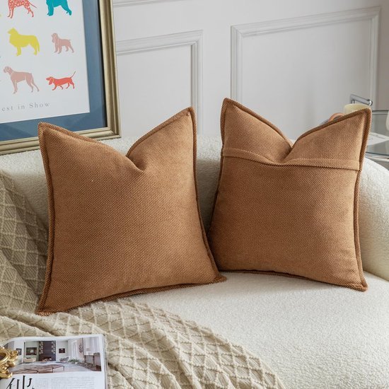 Unyqoos® Set van twee zachte chenille kussenhoezen voor modern interieurdecor