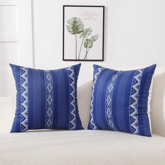 Unyqoos® Kussenslopen Set van 2 Marineblauw Boho Stijl Geometrisch Design 45 x 45 cm voor Woonkamer en Slaapkamer