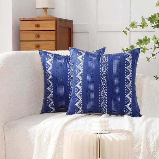 Unyqoos® Kussenslopen Set van 2 Marineblauw Boho Stijl Geometrisch Design 45 x 45 cm voor Woonkamer en Slaapkamer