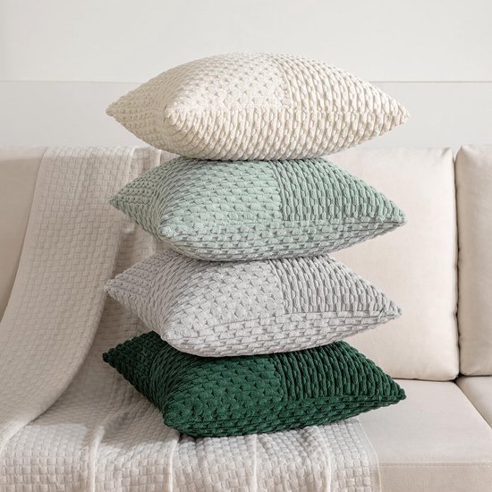 Unyqoos® Set van 2 stijlvolle corduroy kussenslopen met patchwork design voor bank en slaapkamer