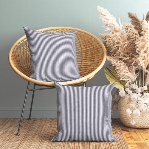 Unyqoos® Set van 2 decoratieve kussenslopen in marineblauw katoen voor huisdecoratie