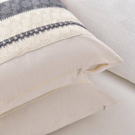 Unyqoos® Set van 2 stijlvolle boho-kussenslopen in grijs voor bank en slaapkamer