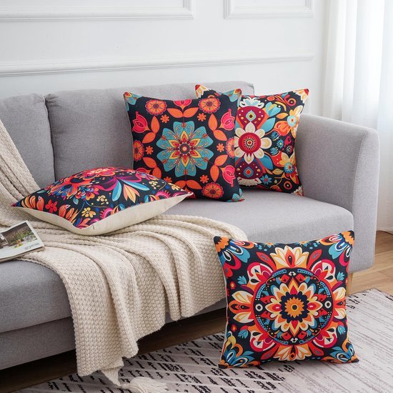 Unyqoos® Bohemian Kussenslopen Set van 4 met Mandala en Bloemenpatroon