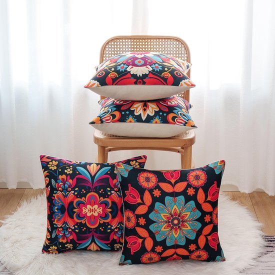 Unyqoos® Bohemian Kussenslopen Set van 4 met Mandala en Bloemenpatroon
