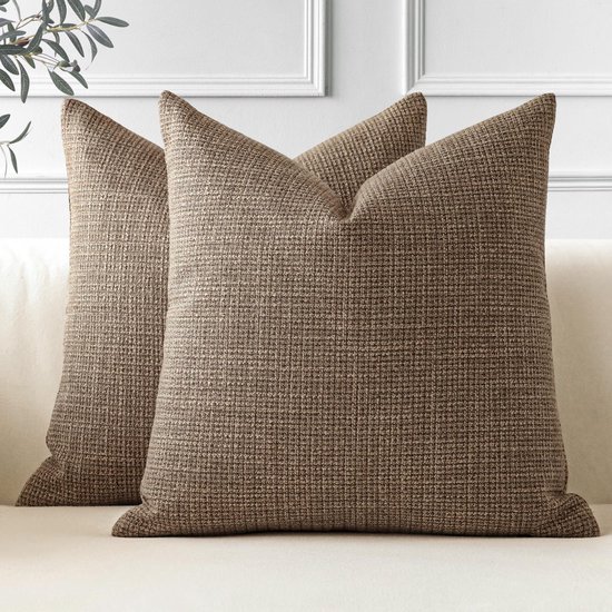 Unyqoos® Set van twee luxe kussenhoezen in koffiebruin voor stijlvolle huisdecoratie