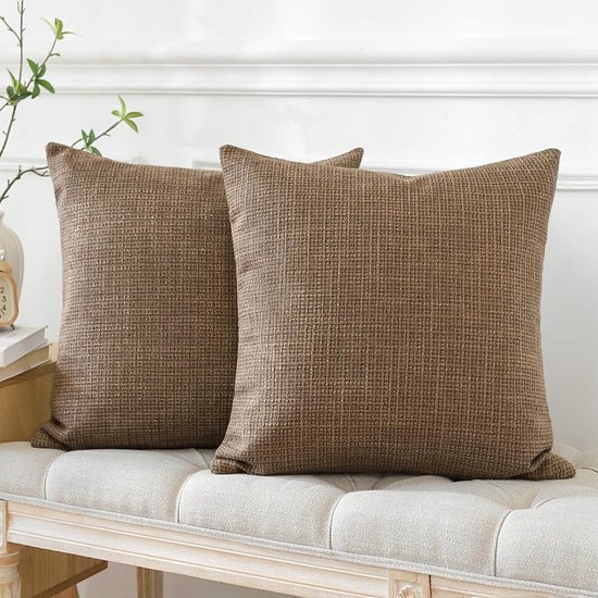 Unyqoos® Set van twee luxe kussenhoezen in koffiebruin voor stijlvolle huisdecoratie