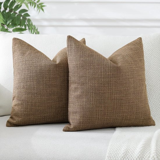 Unyqoos® Set van twee luxe kussenhoezen in koffiebruin voor stijlvolle huisdecoratie
