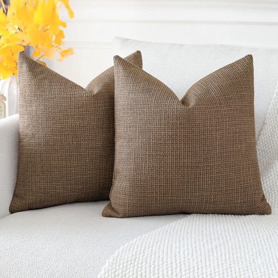 Unyqoos® Set van twee luxe kussenhoezen in koffiebruin voor stijlvolle huisdecoratie