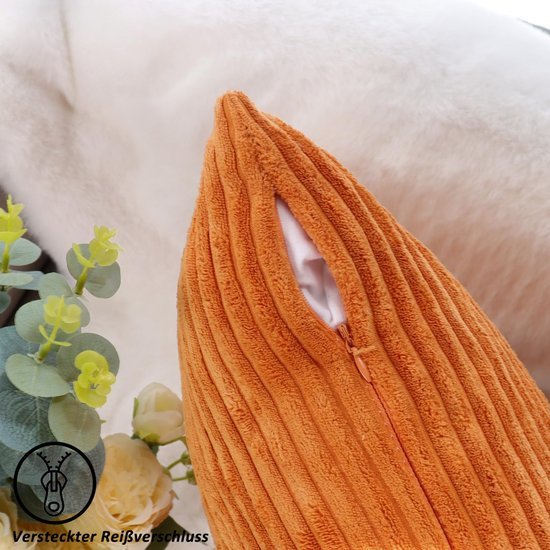 Unyqoos® Set van 2 stijlvolle corduroy kussenslopen met onzichtbare ritssluiting