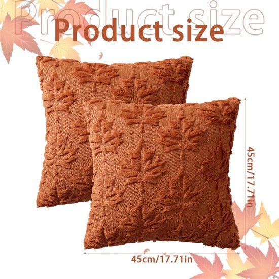 Unyqoos® Set van 2 decoratieve kussenslopen met esdoornblad voor herfst