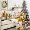 Unyqoos® Set van 4 linnenlook kussenslopen met kerstmotief voor sfeervolle decoratie