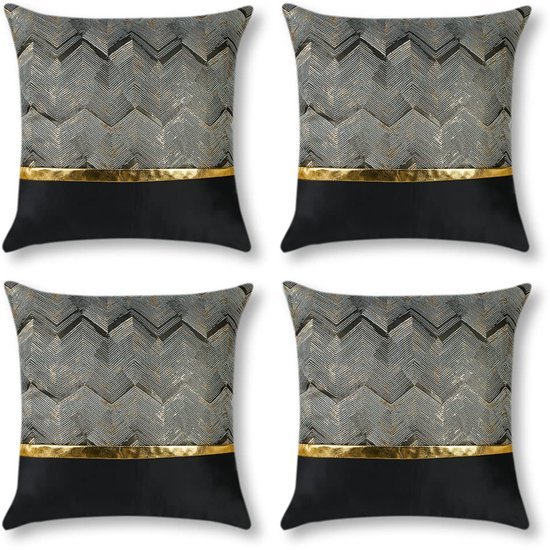 Unyqoos® Set van 4 luxe sierkussenhoezen met elegant patroon voor interieurdecoratie