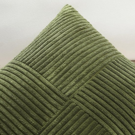 Unyqoos® Olijfgroene corduroy kussensloop met verborgen rits voor sierkussens
