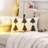 Unyqoos® Set van 2 groene kussenhoezen met kerstboomdesign voor sfeervolle decoratie
