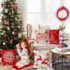 Unyqoos® Set van vier kussenslopen met kerstmotieven voor een feestelijke sfeer