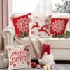 Unyqoos® Set van vier kussenslopen met kerstmotieven voor een feestelijke sfeer