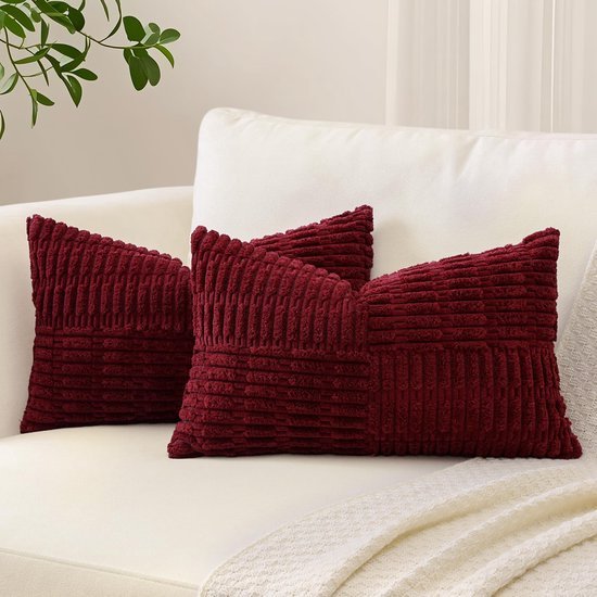 Unyqoos® Set van 2 decoratieve corduroy kussenslopen met gestreept patroon voor interieur