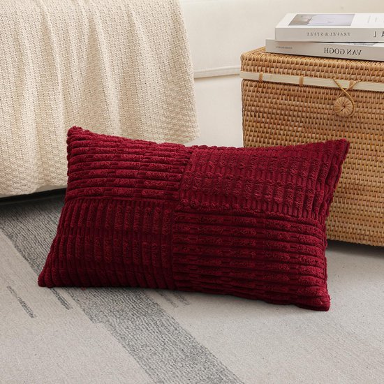 Unyqoos® Set van 2 decoratieve corduroy kussenslopen met gestreept patroon voor interieur