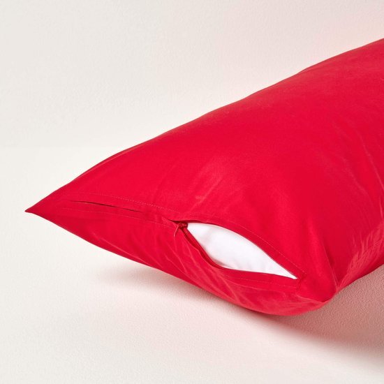 Unyqoos® Rode kussensloop van Egyptisch katoen met ritssluiting voor comfortabel slapen