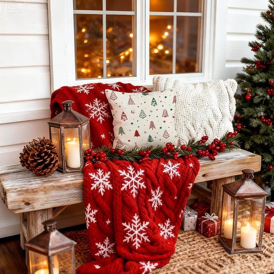 550x550-38637.jpg Unyqoos® Set van 2 linnen kussenslopen met kerstmotief in rood en ontwerp