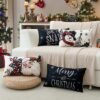 550x550-38680.jpg Unyqoos® Set van 4 decoratieve kerstkussenhoezen met sneeuwpop en kerstman motieven