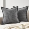 Unyqoos® Set van twee donkergrijze corduroy kussenhoezen met geometrisch patroon