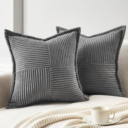 550x550-38683.jpg Unyqoos® Set van twee donkergrijze corduroy kussenhoezen met geometrisch patroon