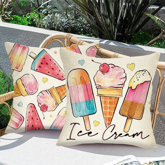 Unyqoos® Set van 2 decoratieve kussenovertrekken voor zomer, 45 x 45 cm, buitengebruik