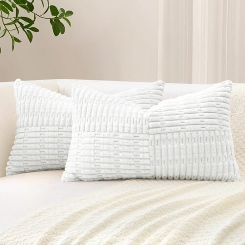 Unyqoos® Set van 2 zachte corduroy kussenslopen met boho gestreept patroon