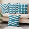 550x550-38751.jpg Unyqoos® Turquoise kussenslopen set van 4 met abstract geometrisch patroon voor diverse interieurs